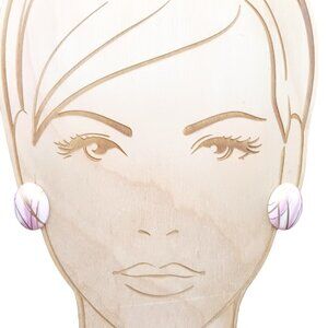 Splatter Paint Artsy Pastel Earrings, Vintage Lucite and Elegant Gold Oval Studs